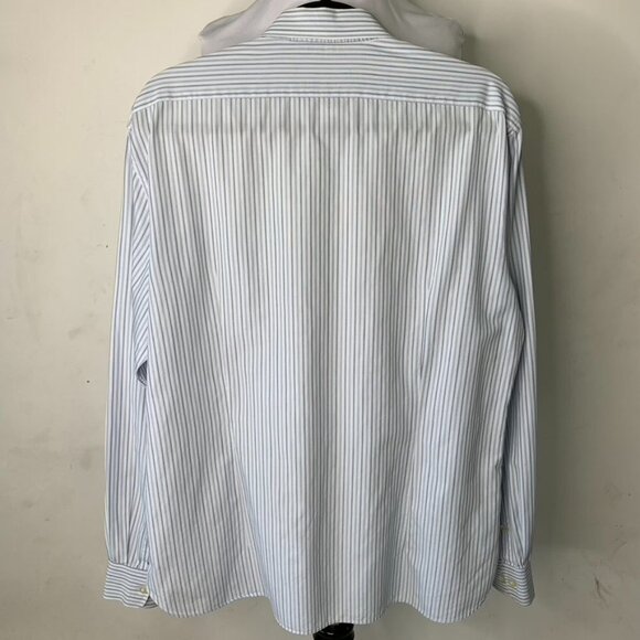 John Varvatos Men's Blue White Striped Long Sleeve Button Down Shirt Size 16 1/2 - Picture 7 of 16